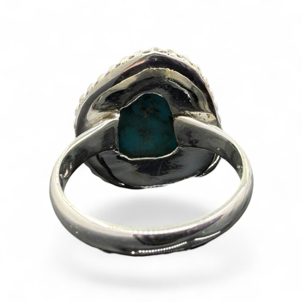 Blue Turquoise Ring 925 Sterling Silver Size 6 Handmade Artisan - Picture 5 of 7